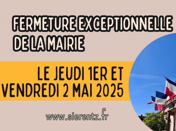 Fermeture exceptionnelle des services de la Mairie